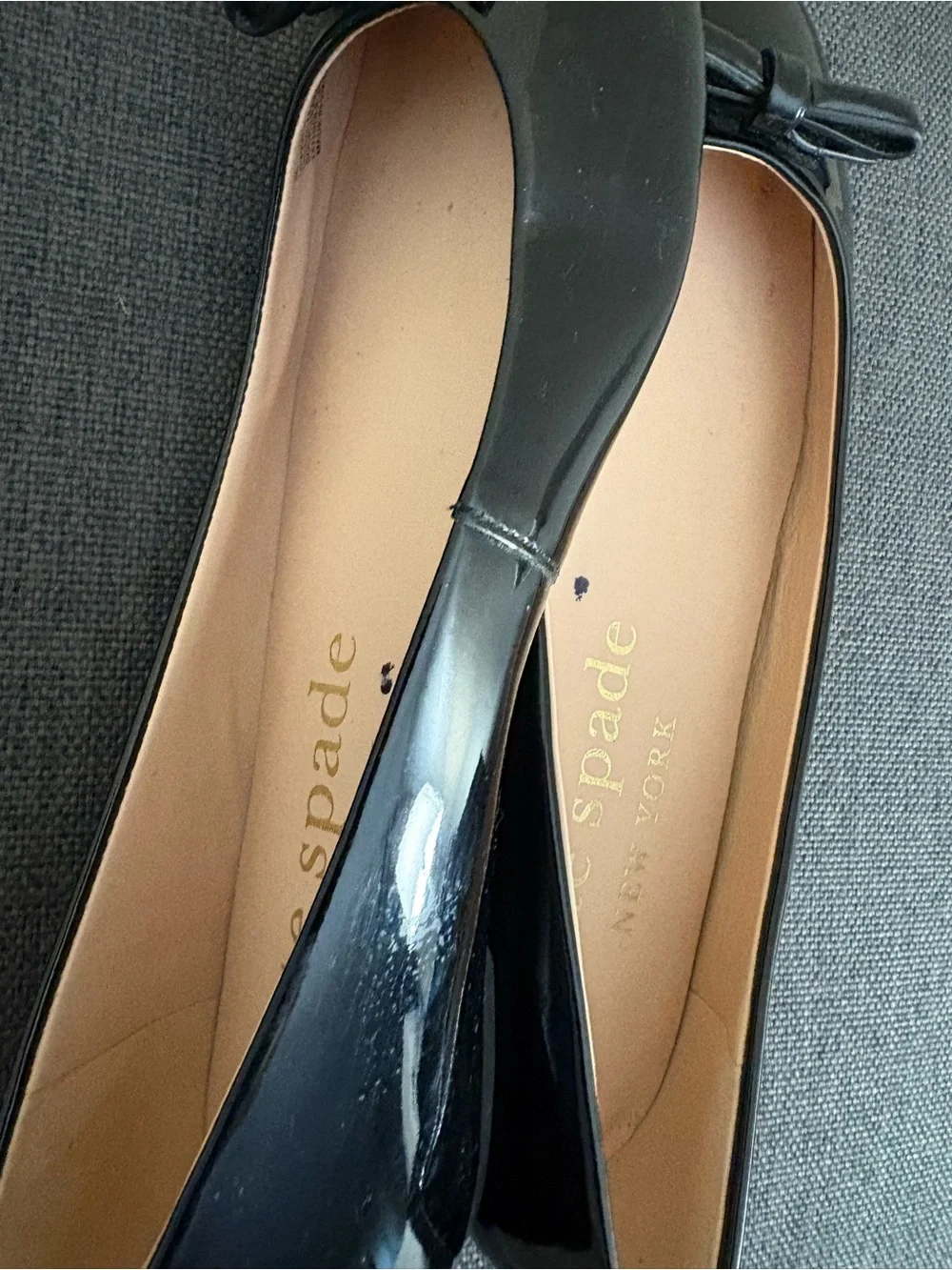 Black Patent Leather Kate Spade Kiersten Flats with Bow Size Size 8 Used